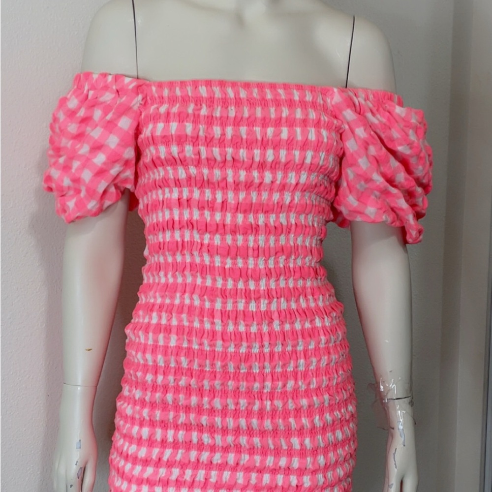 VICI Pink Gingham Off-Shoulder Dress